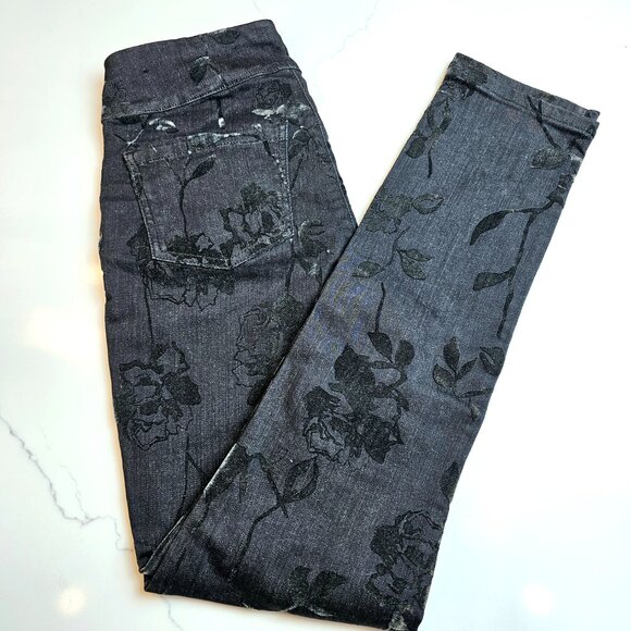 Joseph Ribkoff Denim - Joseph Ribkoff Quiet Luxury Tonal Floral Textured Charcoal Gray Jeans 4